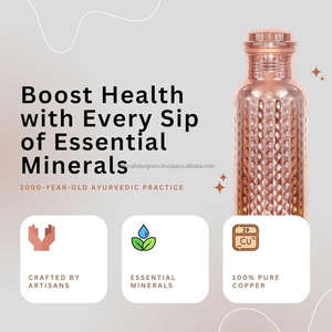 Haute bouteille d'eau isolée humains amélioration de la santé verres bouteille d'eau en cuivre personnalisée pour pique-nique Camping et voyages - Product Image 2