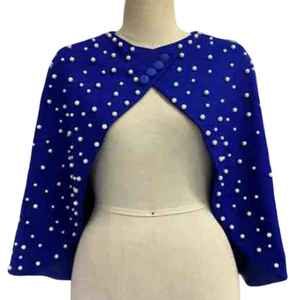 Cardigan Royal Perle pour Femme, Manches Longues Perlées, Élégant Châle de Soirée, Écharpe de Cérémonie, Couverture Tendance pour Événements Formels, en Acrylique Personnalisable - Product Image 1