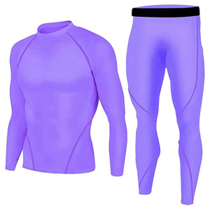 Ensemble de vêtements de sport Speed One pour homme, chemise à manches longues et pantalon de compression jaunes, coupe ajustée, légers, séchage rapide, respirants, extensibles dans quatre directions - Product Image 4