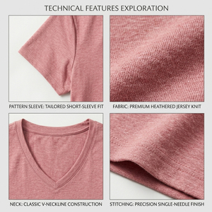 Camiseta de Algodón Peinado de Primera Calidad para Mujer, Cuello en V, Estilo Minimalista, Streetwear, Hombros Caídos, Camisetas de Verano - Product Image 6
