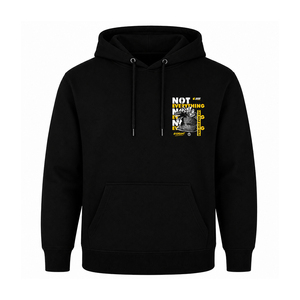 GOLDSAINT Men's <b>Black</b> Hooded Sweatshirt Printed Streetwear Cotton <b>Fleece</b> Regular Fit Autumn Style - Product Image 2