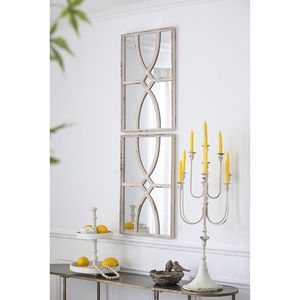 Specchio da Parete Rettangolare in Legno con Cornice Bianca Anticata 16x23 Pollici, Versatile Orizzontale e Verticale, Decorazione per Soggiorno - Product Image 1