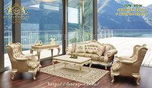 Conjunto de sofás de estilo barroco Maharaja para sala de estar, conjunto de 5 plazas tallado a mano con apariencia francesa, juego de 5 asientos - Product Image 3