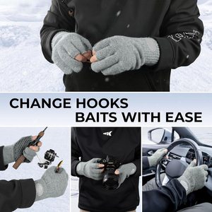 Gants de pêche demi-doigts isolés en mélange de coton unisexe toutes saisons avec design antidérapant à enfiler - Product Image 5