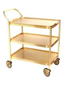 Modern Champagne Gold Bar <b>Cart</b> 2 Tier Glass Mirror Serving Trolley Elegant Rolling Wine Beverage Kitchen Storage Organizer - Product Image 5