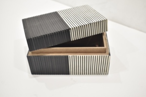 Luxury Dual Tone Resin Decorative Storage <b>Box</b> with Striped Design – Modern Tabletop Organizer - Product Image 3
