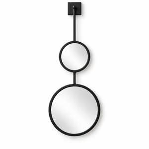 Black Dual Circle Wall <b>Mirror</b> Modern Metal <b>Hanging</b> Decorative <b>Mirror</b> for Living Room Bedroom Entryway Luxury Home Decor Wall Art - Product Image 1