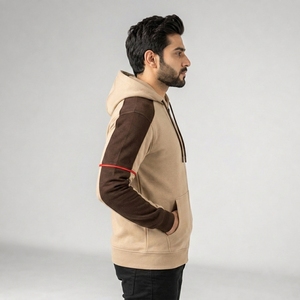 Sweat-shirt à capuche zippé pour homme, tissu en mélange de coton et de polyester, fermeture éclair intégrale, texture douce, coupe confortable, léger, décontracté - Product Image 3
