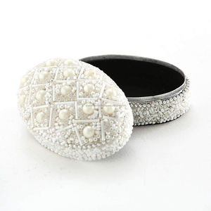 Gift Box Handmade Lac Beaded Material Antique Pill Box Table Top Decorative Box Set Small <b>White</b> Beaded Jewelry Storage Box - Product Image 6