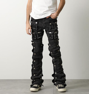 Jeans Apilados GUAPI para Hombre, Color Personalizado, Pantalones Anchos, Lavado Premium, Cintura Alta, Sólidos, Invierno/Primavera/Otoño - Product Image 1