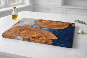 Planche à découper décorative en acacia, planche à découper artisanale pour la cuisine, durable, pour la préparation des aliments, planche de service rectangulaire, épaisseur 1,2 cm, passe au lave-vaisselle - Product Image 3