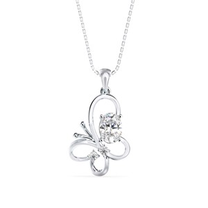 Colgante de plata S925 con diseño de mariposa, ovalado y redondo, con diamante moissanita para mujer - Product Image 3