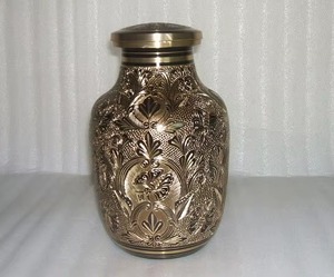 Indian Exporter Metal Memorial Cremation <b>Urn</b> for Human Ashes <b>Large</b> Size Handcrafted Metal <b>Urns</b> Wholesale Supplies - Product Image 1
