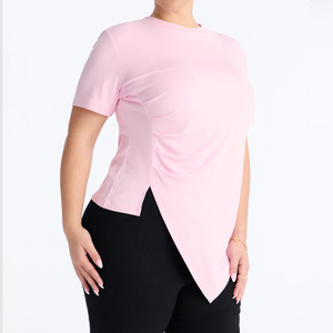 Fashion Designs <b>Women's</b> Lounge Asymmetrical Short Sleeve T Shirt Casual Outfits Tracksuit Gym Workout Fitness Sporty <b>Women</b> Tees - Product Image 5