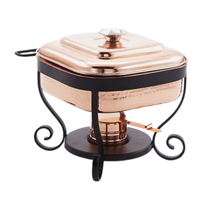Ensemble de réchauds de buffet haut de gamme, modernes, durables et écologiques, avec couvercle martelé doré et support en treillis en acier inoxydable, pour hôtels et événements - Product Image 5