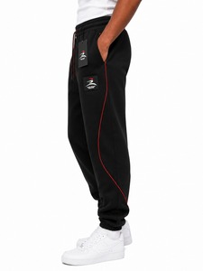 Pantalon décontracté en molleton 100 % coton de haute qualité, coupe ample, respirant, écologique, à blocs de couleur, jambe large et épaisse - Product Image 4