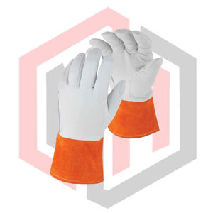 ถุงมือเชื่อม TIG แบบมีแผ่นรอง หนังวัวแท้ ทนทาน รับแรงกระแทกสูง ป้องกันการฉีกขาด ป้องกันการบาด ป้องกันไฟ ป้องกันความร้อน หนา 11 ออนซ์ - Product Image 1