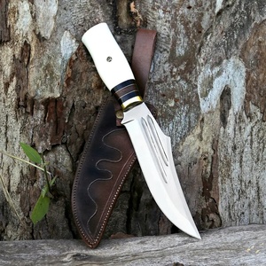 Couteau Bowie de camping d'extérieur en acier inoxydable forgé à la main de qualité industrielle 58 HRC, à pointe droite fixe, ergonomique, avec manche en plastique OEM - Product Image 1