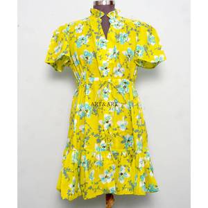 Robe mi-longue boutonnée à imprimé floral, écologique, pour femmes, tenue bohème décontractée d'été, tenue de plage, tenue de fête tendance - Product Image 2