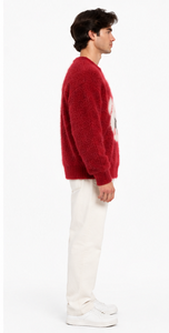 unisex <b>vintage</b> mohair <b>sweater</b> reversible fuzzy jacquard pullover oversized crewneck handknitted winter knitwear oem odm custom - Product Image 4