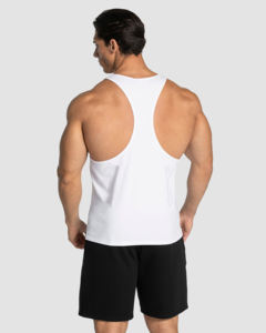 Débardeur en tricot blanc uni pour homme, col rond, vêtement décontracté, respirant, en polyester - Product Image 5