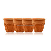 Tasse en verre jetable en argile brune isolée avec incrustation dorée, design moderne, couvercle à clipser style royal vintage, compatible lave-vaisselle et cuiseur vapeur, 500ml-1L