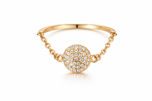 Anillo Minimalista de Cadena Dorada con Disco Pavé, Elegante Joyería de Plata de Ley 925, Regalo para Ella - Product Image 5