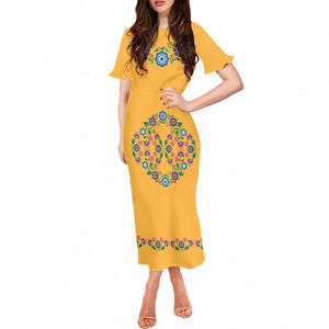 Vestidos de Verano de Poliéster con Diseño de Bordado Mexicano, Talla Grande, Manga de Pétalo, Estilo Bodycon, a la Moda - Product Image 4