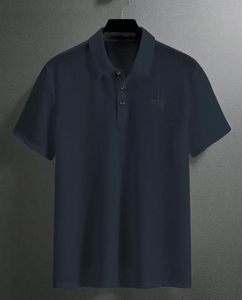 Polo de punto texturizado para hombre, manga corta, informal, de verano, transpirable, elegante, con diseño personalizado. - Product Image 1