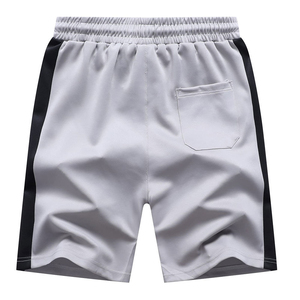 Shorts à cordon de serrage à séchage rapide pour hommes avec bande latérale couleur unie décontracté gris noir - Product Image 2