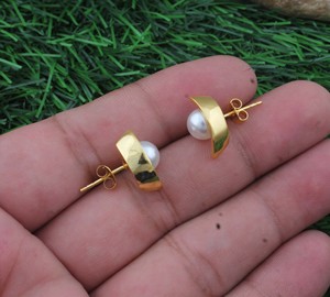 Boucles d'oreilles pendantes de luxe vintage faites à la main en argent sterling 925 massif avec perles naturelles pour mariage, anniversaire, cadeau, fête - Product Image 3