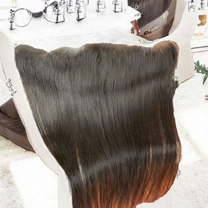 Extensions de cheveux humains 13x4 pour femmes, avec fermeture frontale en dentelle transparente, raides, de l'oreille à l'oreille, 4x4/5x5/6x6, 8-10 pouces, postiche droit - Product Image 1