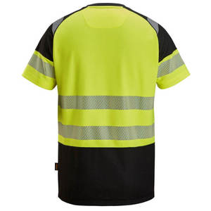 Combinaison de travail haute visibilité unisexe grande taille en polyester avec bandes réfléchissantes noires et jaunes certifiée EN/CE à séchage rapide - Product Image 4