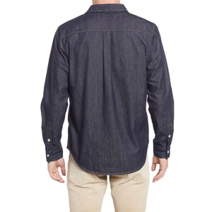 Camisas de mezclilla de manga larga con botones, estilo casual, con logo personalizado, de algodón, para hombre. - Product Image 2