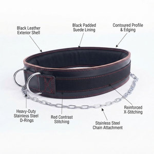 Red Contrast Stitching Unisex Leather Dipping Powerlifting Gym <b>Belt</b> Heavy Duty Stainless Steel D Rings Premium Quality Gym <b>Belt</b> - Product Image 5