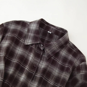 Women 2026 Summer New Woven Twill Breathable Single Breasted Casual Blouses <b>Plaid</b> Simple Vintage Long Sleeve <b>Shirts</b> 100% - Product Image 4