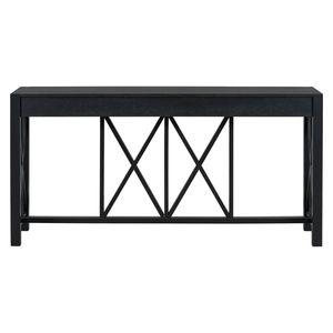 U_Style 60 Modern Crisscross Design Console Table 4 Spacious Drawers Acacia Veneer Material <b>Open</b> Bottom <b>Storage</b> Entryway - Product Image 6