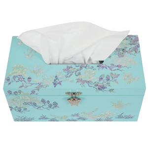 Caja de pañuelos multifunción con estampado de pájaros negros y flores, accesorio elegante adecuado para la decoración de tocadores y el ambiente festivo. - Product Image 2
