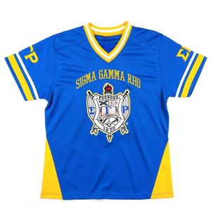 เสื้อเบสบอล Sigma Gamma Rho SGRho สำหรับชมรมพี่น้องชาวกรีก สีน้ำเงินรอยัล-ทอง เสื้อกีฬาสำหรับผู้หญิง สำหรับวันแข่งขัน ชุดกีฬาแบบกรีก - Product Image 1