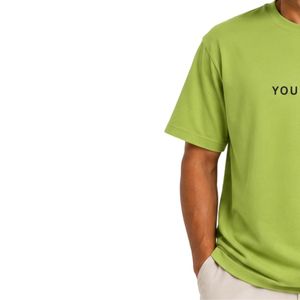 T-shirt vert oversize pour homme, impression de logo personnalisé, coton lourd, streetwear, col rond, manches courtes, coupe décontractée, tee-shirt d'été OEM - Product Image 3