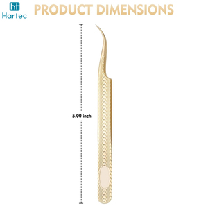 Non-Slip Gold Eyelash Tweezers, 90 Degree Curved Fine Tip Volume Tweezers Decorative Pattern Handle Lash Extension Tools - Product Image 4