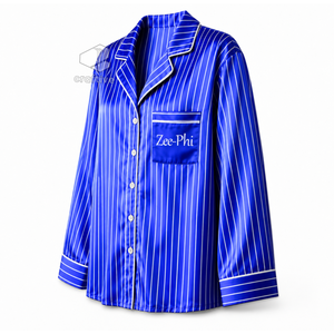 เซตชุดนอนลายทางสำหรับผู้หญิง Zeta Phi Beta Sorority ชุดนอนติดกระดุมด้านหน้าพร้อมกางเกงมีเชือกผูก เสื้อผ้าสำหรับนอนหลับที่สบาย ๆ ชุดลำลองแสนสบาย - Product Image 3