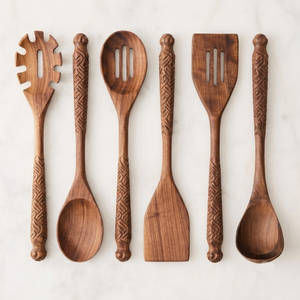 Juego de Cucharas de Cocina de Madera de Diseño Clásico, Juego de Utensilios de Cocina con Espátulas de Mango Largo, Utensilios de Cocina para el Hogar y Restaurantes - Product Image 5