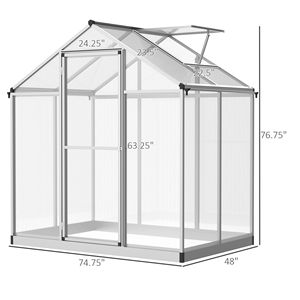 Serra da Giardino Walk-In in Policarbonato 4FT L X 6FT W con Tetto Ventilato, Trasparente per l'Inverno, per Esterni e Interni - Product Image 3
