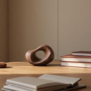 Pièce décorative en bois massif, figurine en bois naturel, finition bois naturel, artisanat en bois haut de gamme, accessoire d'intérieur de luxe, console moderne - Product Image 5