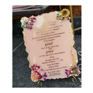 Epoxy Resin & Dried Flowers Thumb Board For Muslims <b>Wedding</b> Nikah Ceremony Bridal & Groom Thumb's Board - Product Image 3