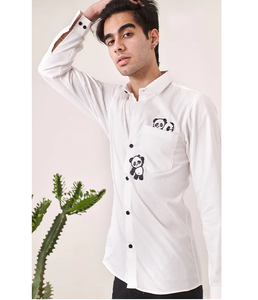 เสื้อเชิ้ตแขนยาวผู้ชาย ปักลายแพนด้า ทรงเข้ารูป ติดกระดุม ลำลอง ผ้าทวิลล์ เหมาะสำหรับใส่ไปงานปาร์ตี้ คลับ แฟชั่นฤดูร้อน - Product Image 1