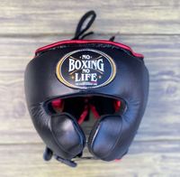 Ensembles de boxe personnalisables Rouge Noir No Boxing No Life, avec protège-joues, protège-tête et protège-glande, en cuir PU, respirants et légers