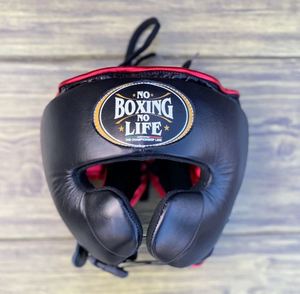 Ensembles de boxe personnalisables Rouge et Noir « No Boxing No Life » avec protège-joues, protège-tête et protège-glande, en cuir PU respirant et léger - Product Image 2