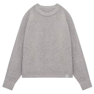 เสื้อสเวตเตอร์ถักลาย Boucle สีเทาอมน้ำตาล แขนเสื้อแบบแร็กแลน คอกลม นุ่มสบาย สไตล์ลำลองสำหรับผู้ชาย ทรงพอดีตัว อุ่นสบาย ทันสมัย เหมาะสำหรับฤดูหนาว - Product Image 1